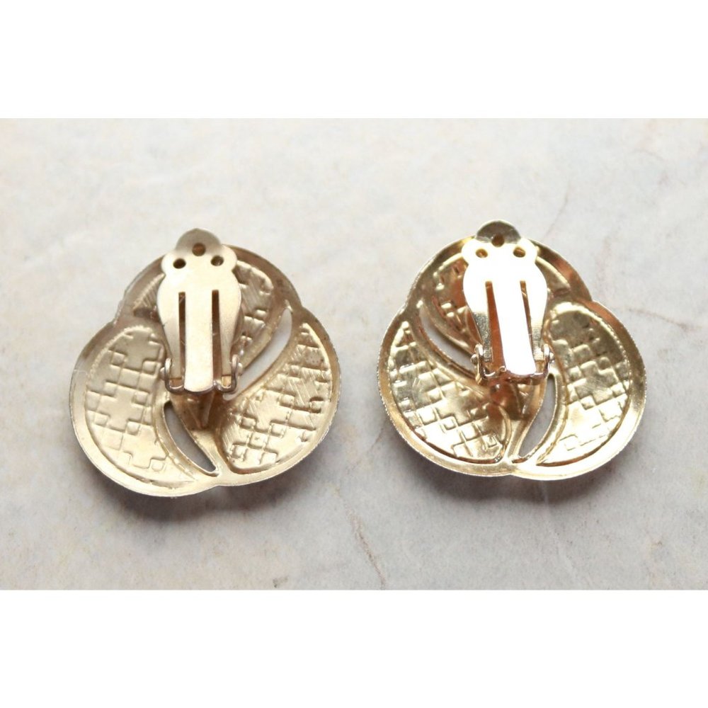 Vintage Ruby Red Festive Triangular Shaped Gold T… - image 3